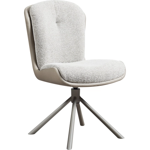 Forma Swivel Dining Chair in Two Tone Light Coffee Fabric & Khaki Metal (Set of 2)